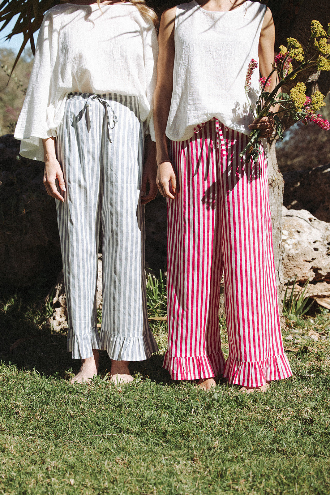 Audrey Stripe Trousers - Pink/White