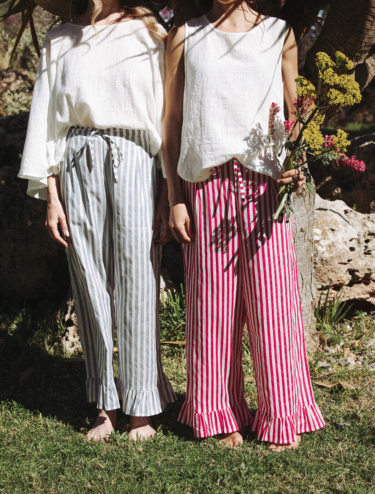 Audrey Stripe Trousers - Pink/White