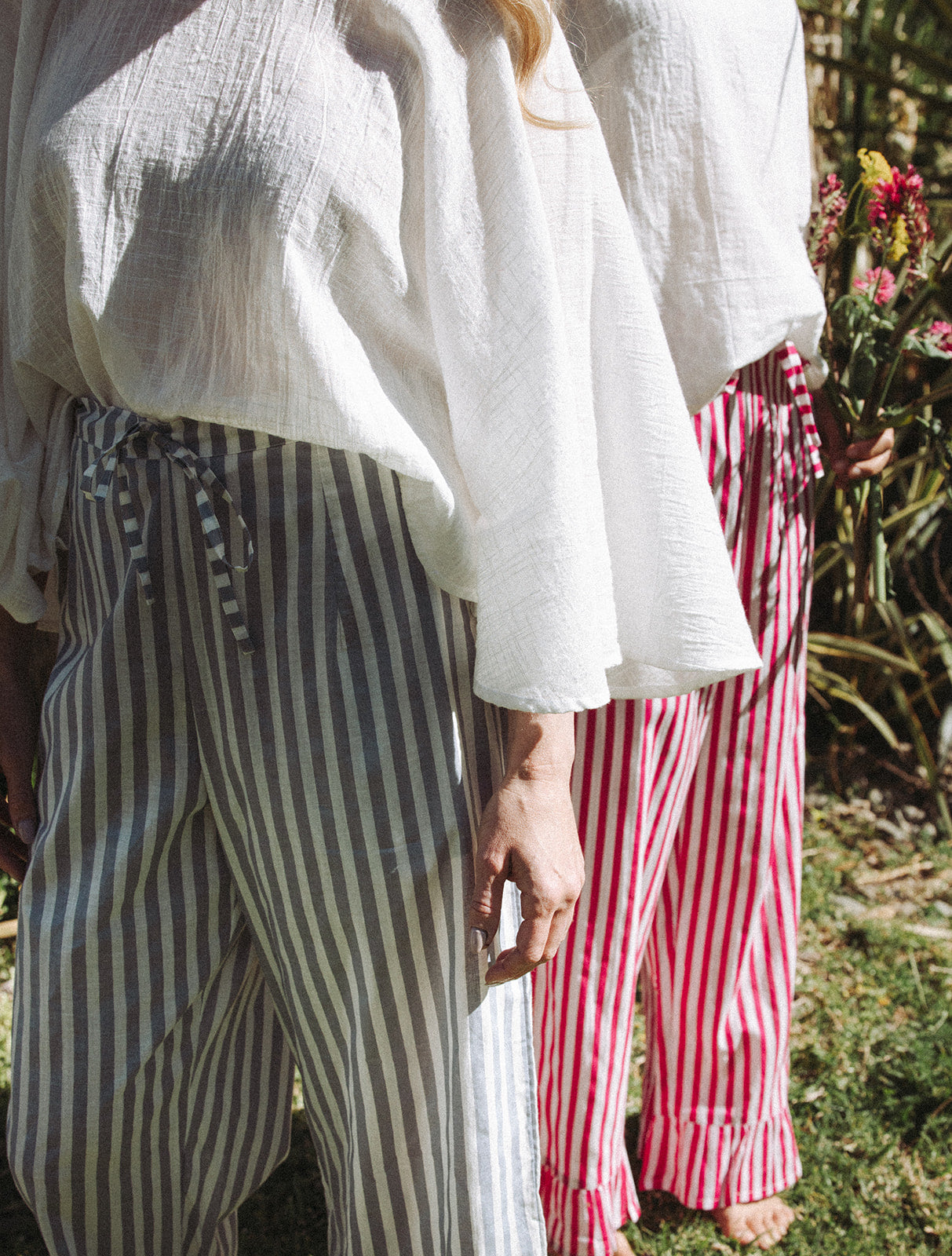 Audrey Stripe Trousers - Grey/White