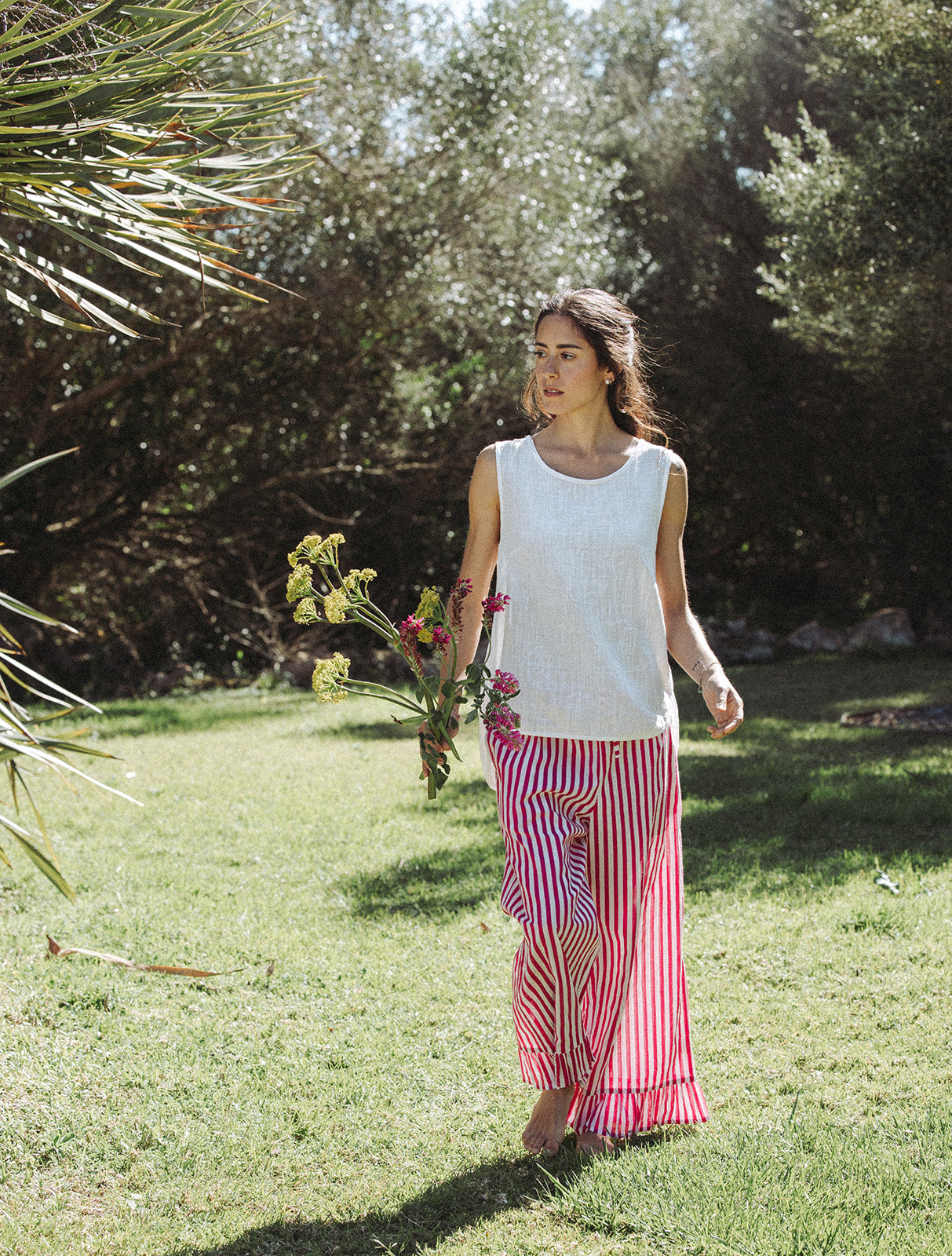 Audrey Stripe Trousers - Pink/White