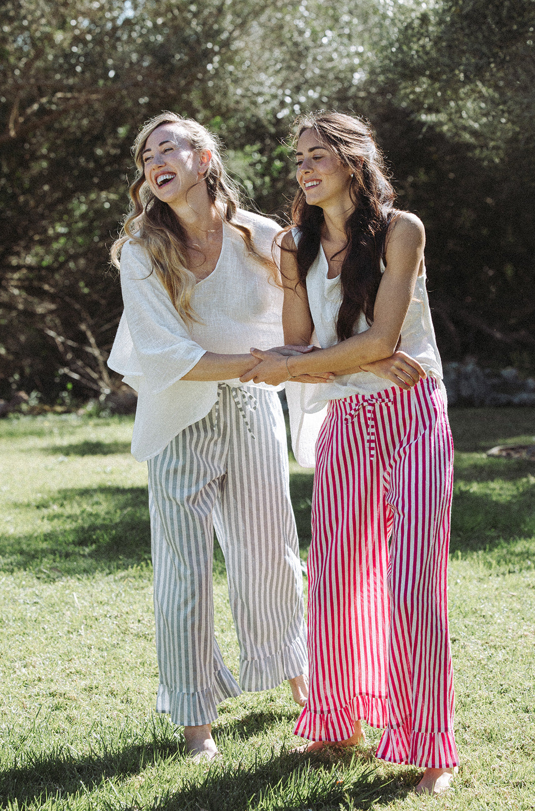 Audrey Stripe Trousers - Grey/White