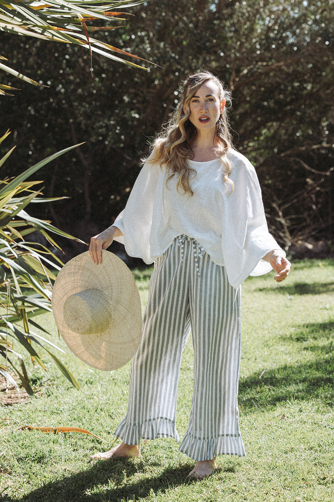 Audrey Stripe Trousers - Grey/White