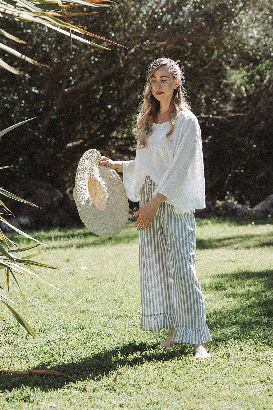Audrey Stripe Trousers - Grey/White