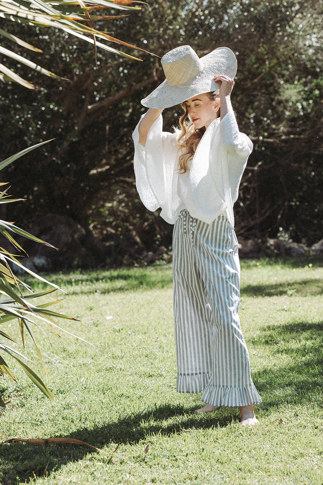 Audrey Stripe Trousers - Grey/White