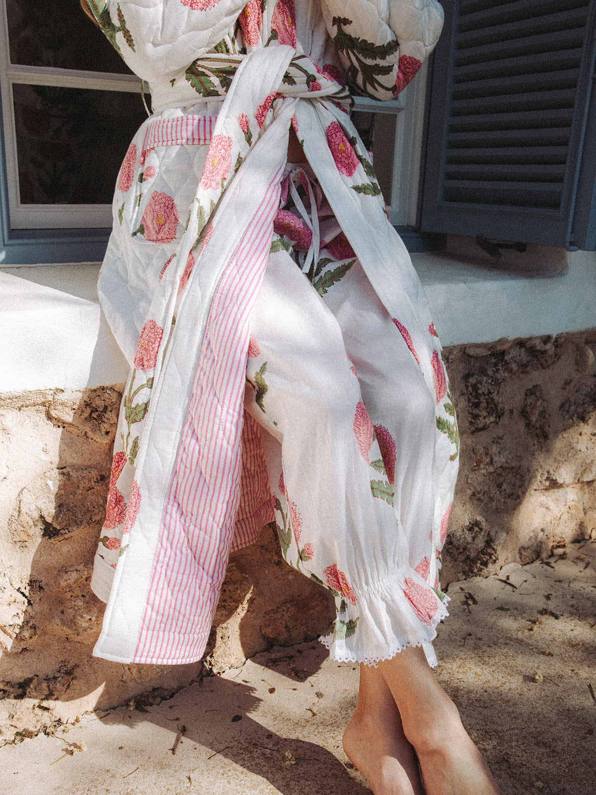Quilted Dressing Gown - Pink Poppy