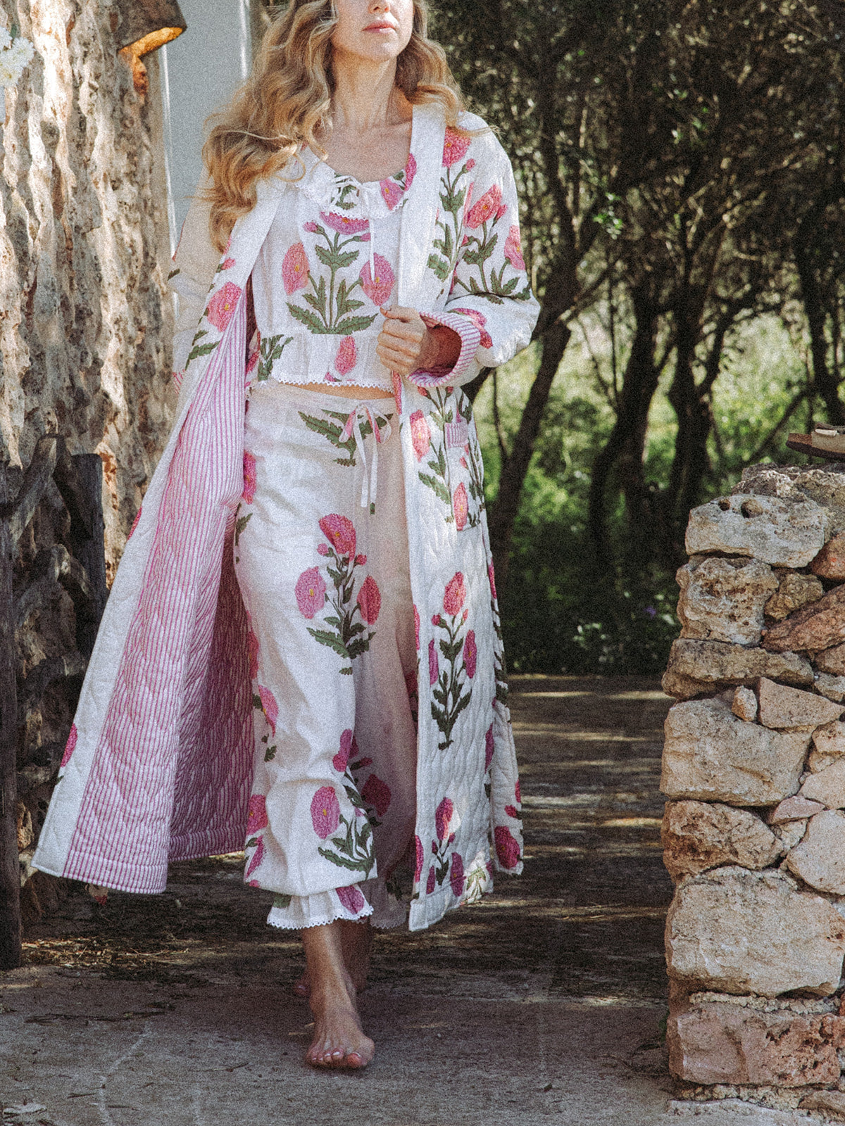 Quilted Dressing Gown - Pink Poppy