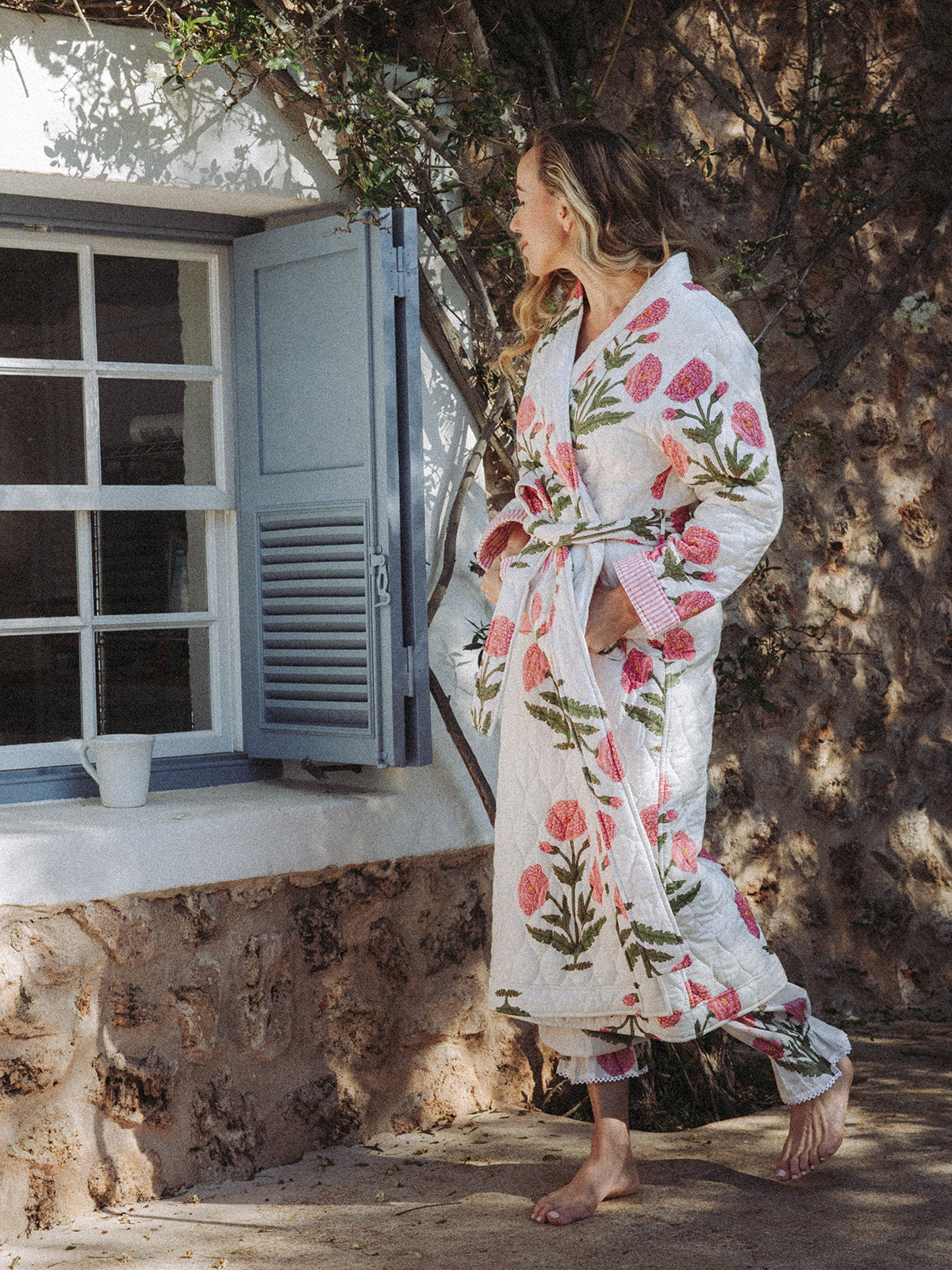 Quilted Dressing Gown - Pink Poppy
