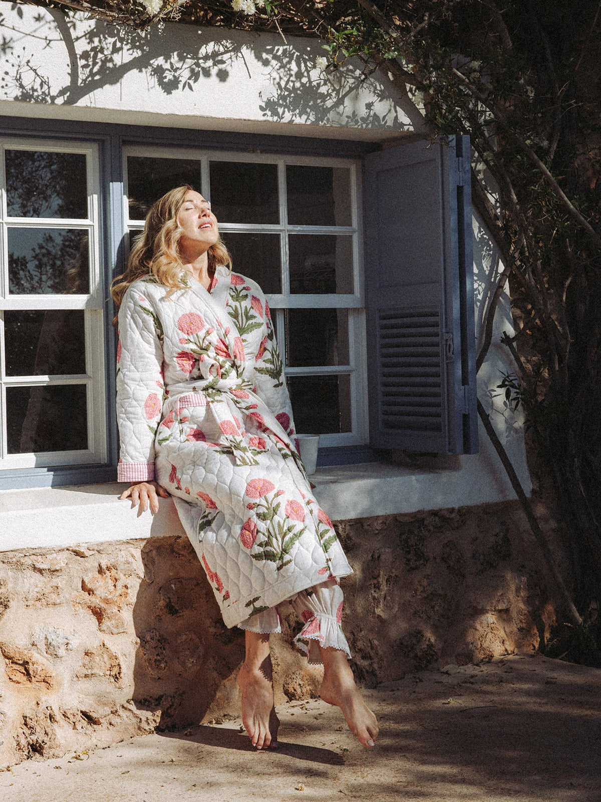 Quilted Dressing Gown - Pink Poppy