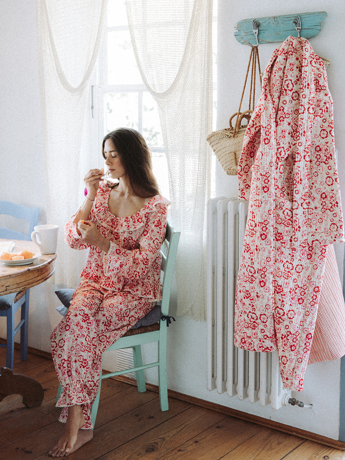 Quilted Dressing Gown - Cherry Blossom