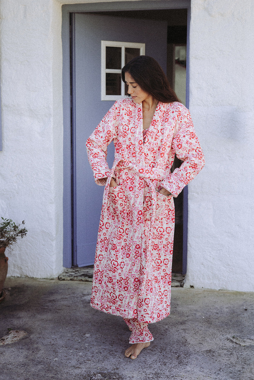 Quilted Dressing Gown - Cherry Blossom
