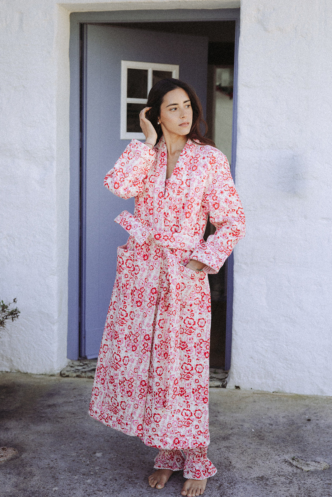 Quilted Dressing Gown - Cherry Blossom