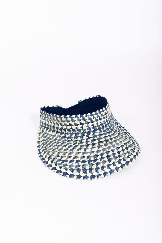 Raffia Sun Visor in Navy