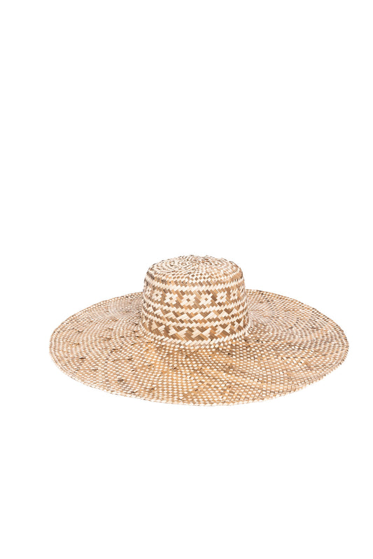 Raffia Sombrero Wide Brim Hat in Pebble