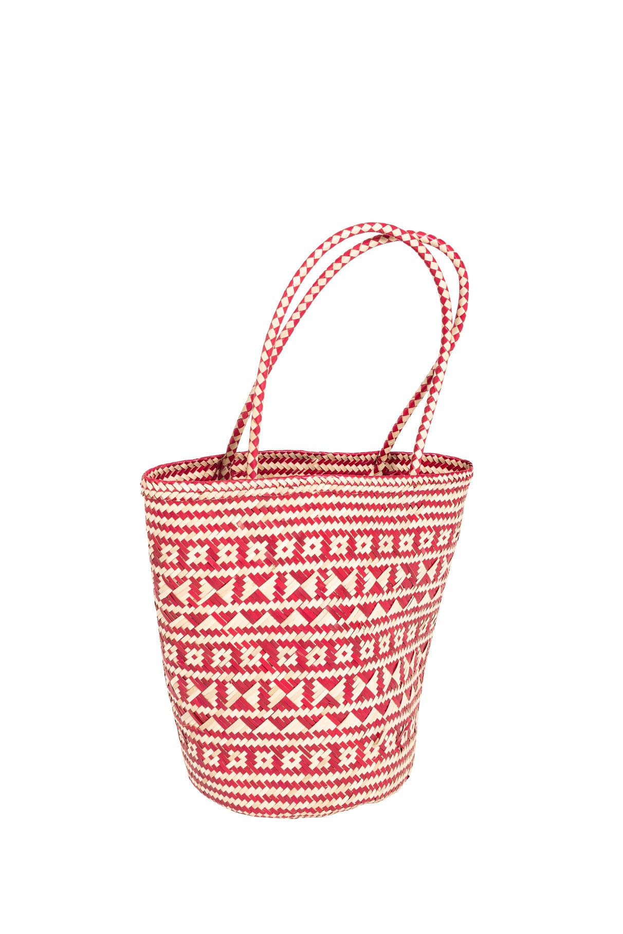 Raffia Beach Basket in Red