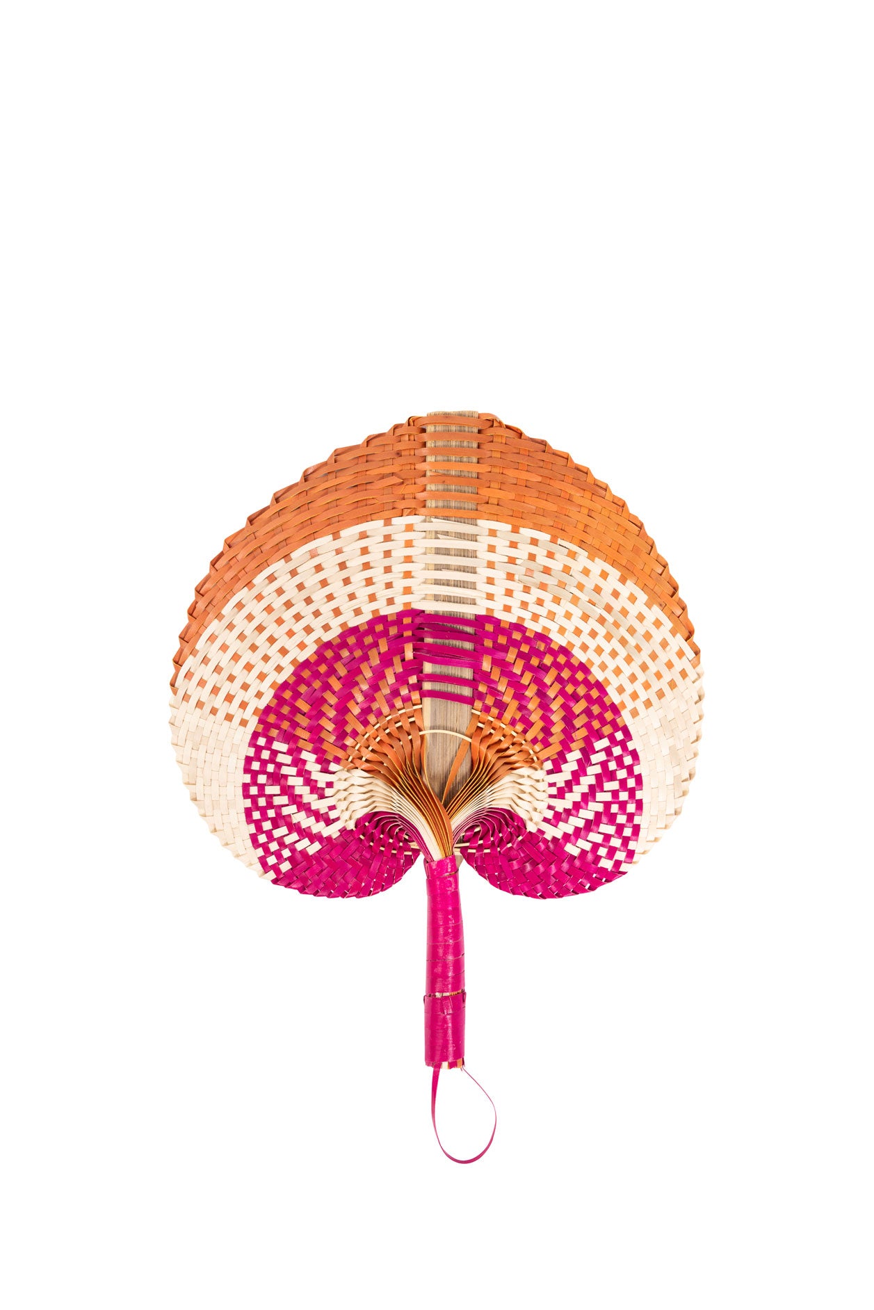Raffia Hand Fan in Pink/Orange
