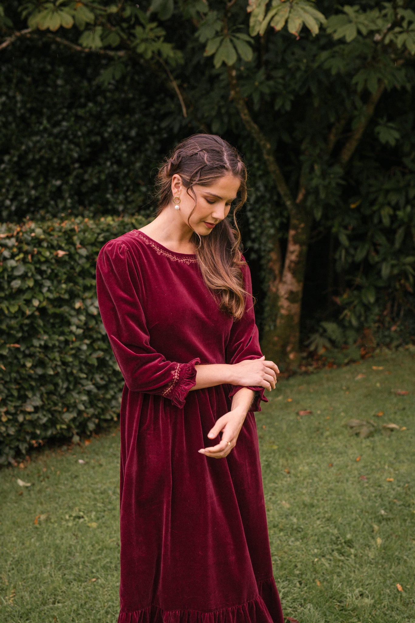 Aurora Velvet Dress in Burgundy