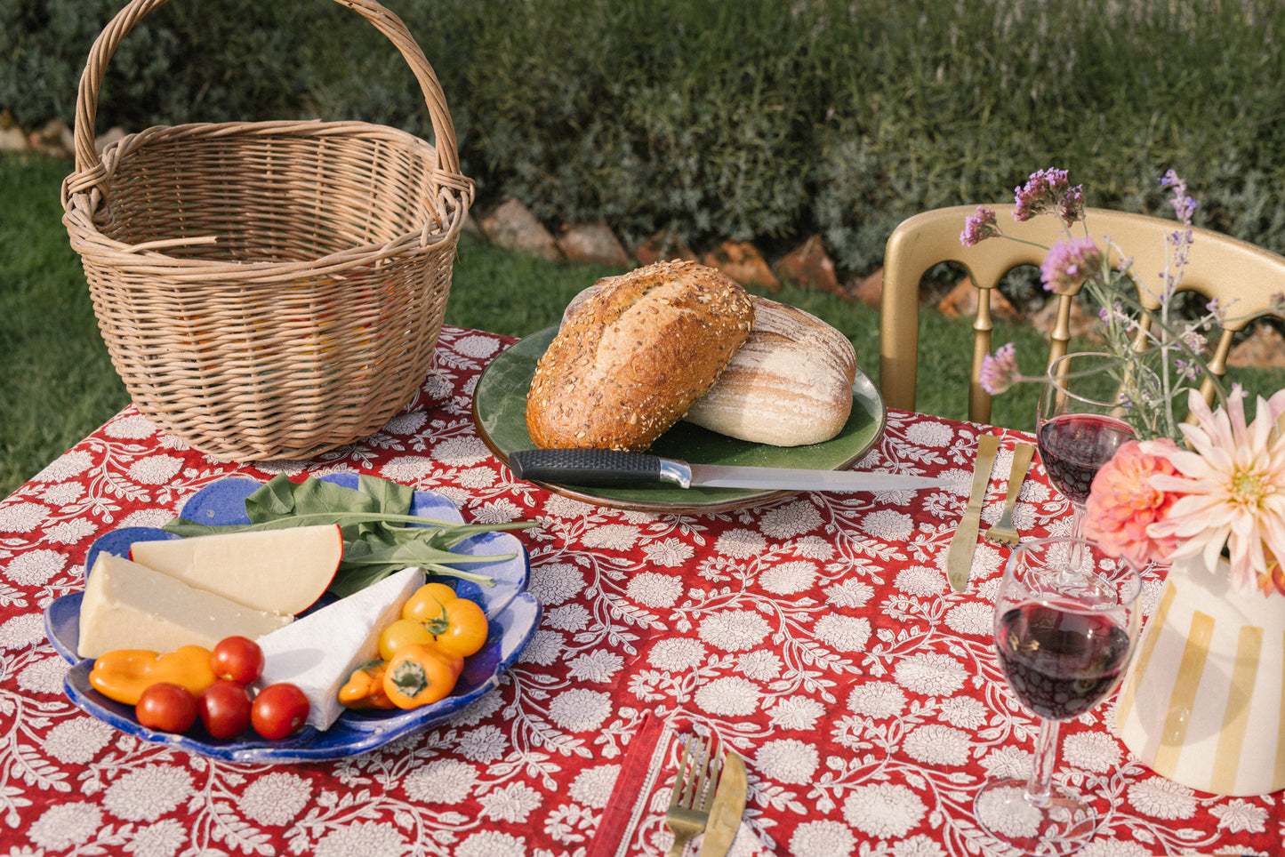 Table Cloth in Crimson Floral