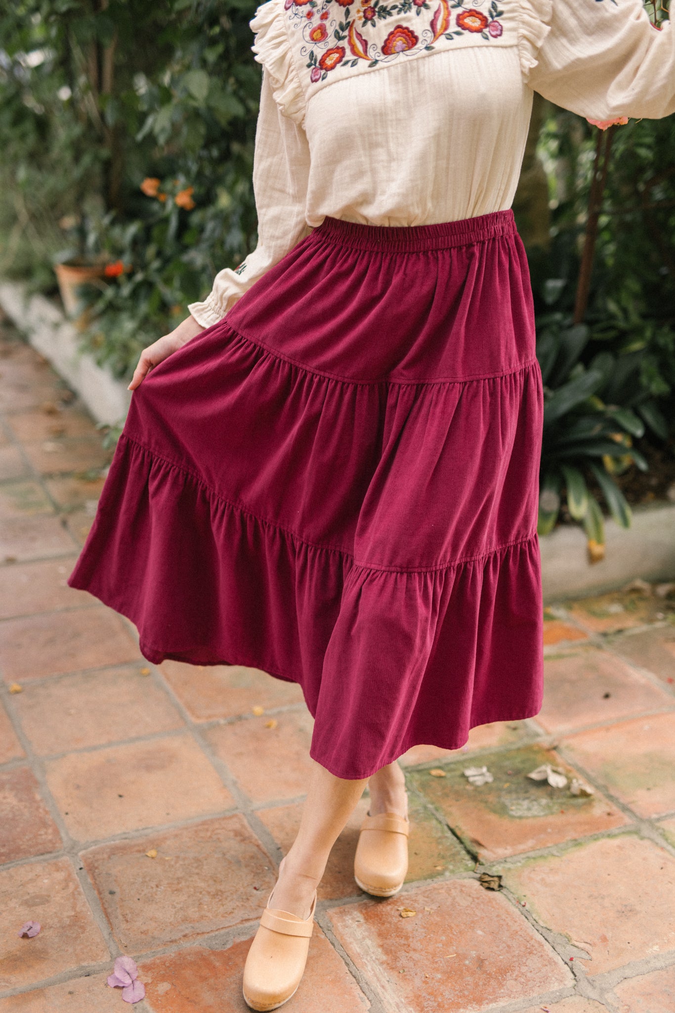 Miriam Corduroy Skirt in Plum