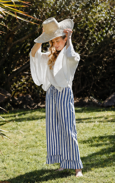Audrey Stripe Trousers - Blue/White