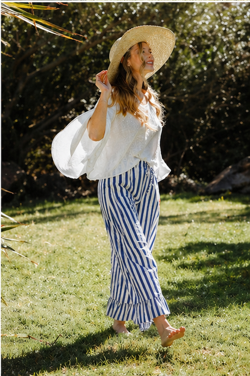 Audrey Stripe Trousers - Blue/White