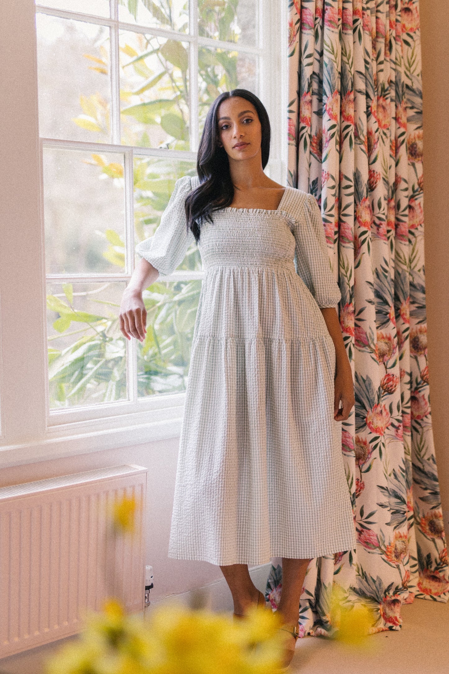 Rosie Gingham Dress - Fern