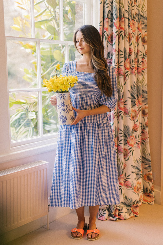 Rosie Gingham Dress - Blue