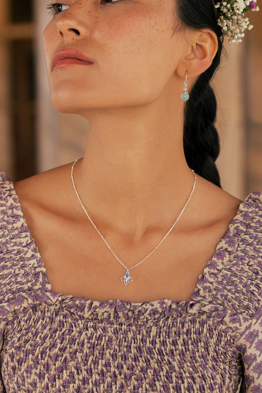 Isabella Hook Earrings Silver -Aqua Chalcedony