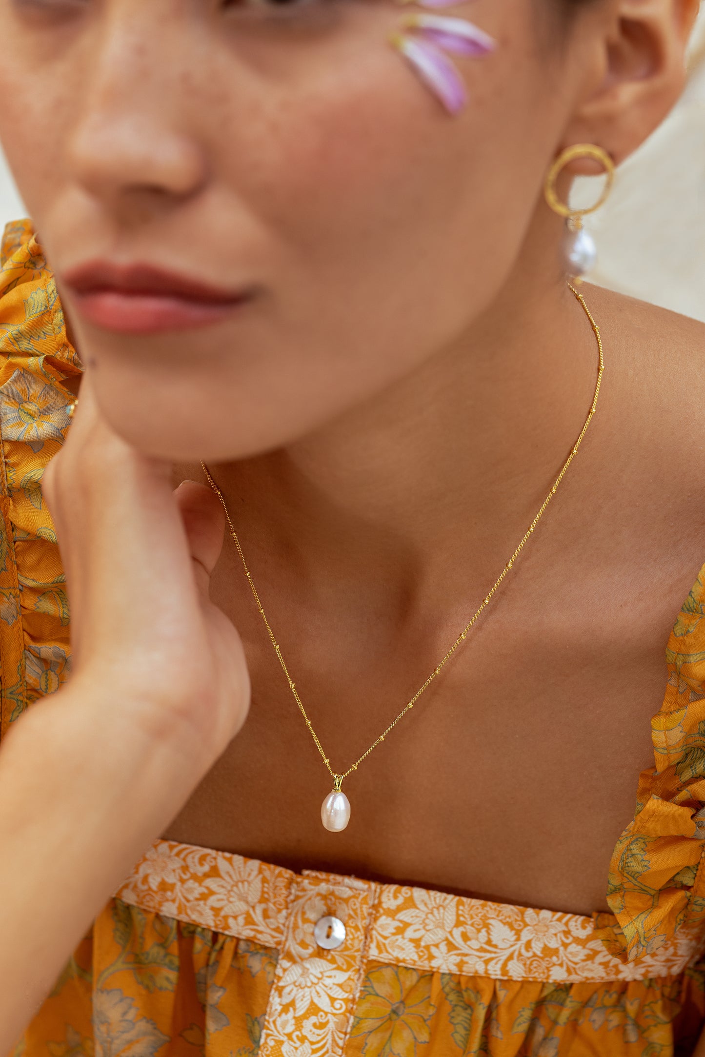 Pearl Briolette Necklace-Gold