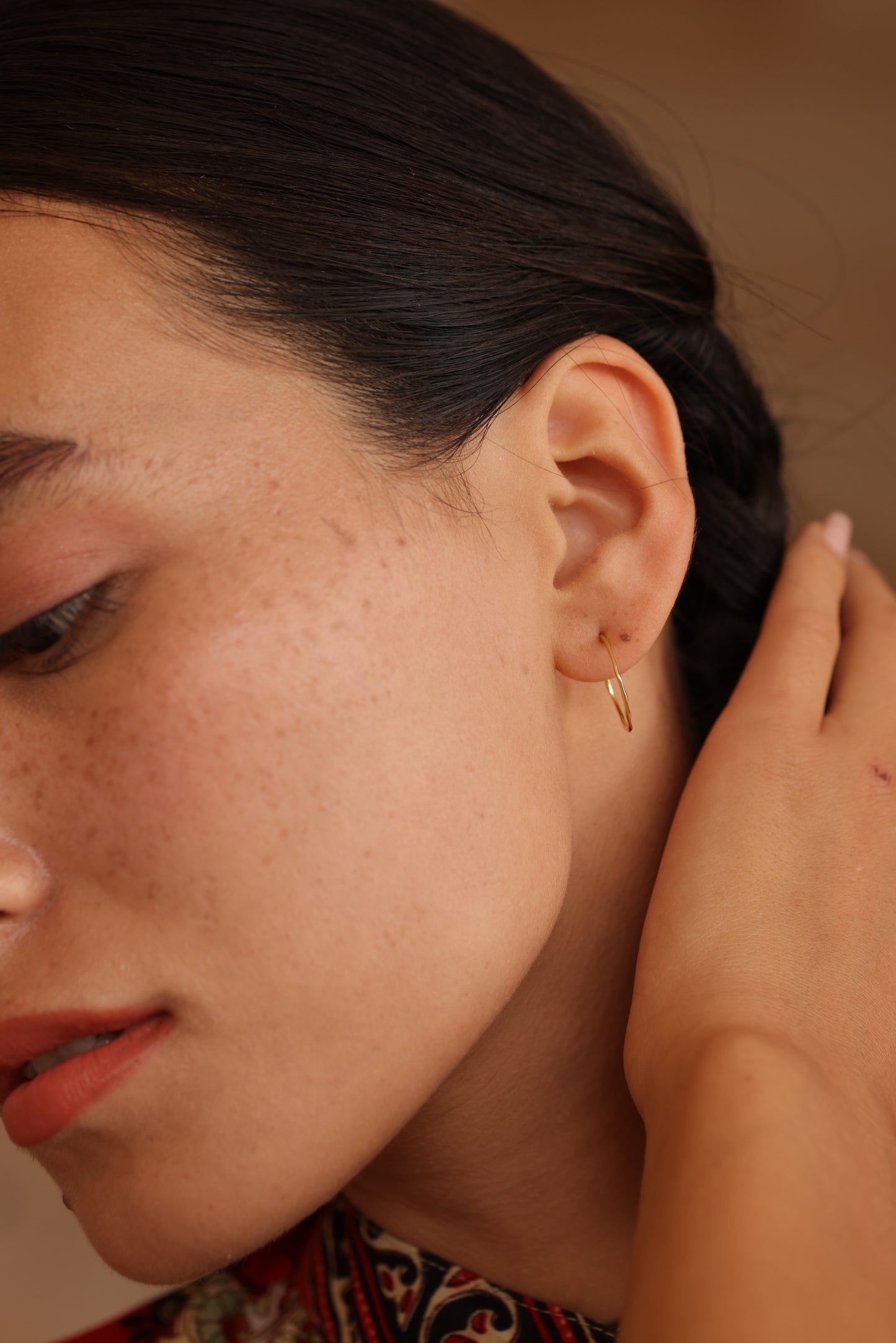 Hammered Hoop Earrings - Gold