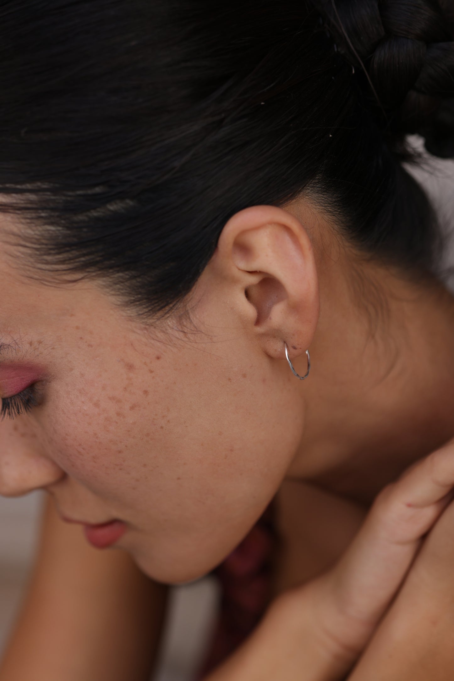 Hammered Hoop Earrings - Silver