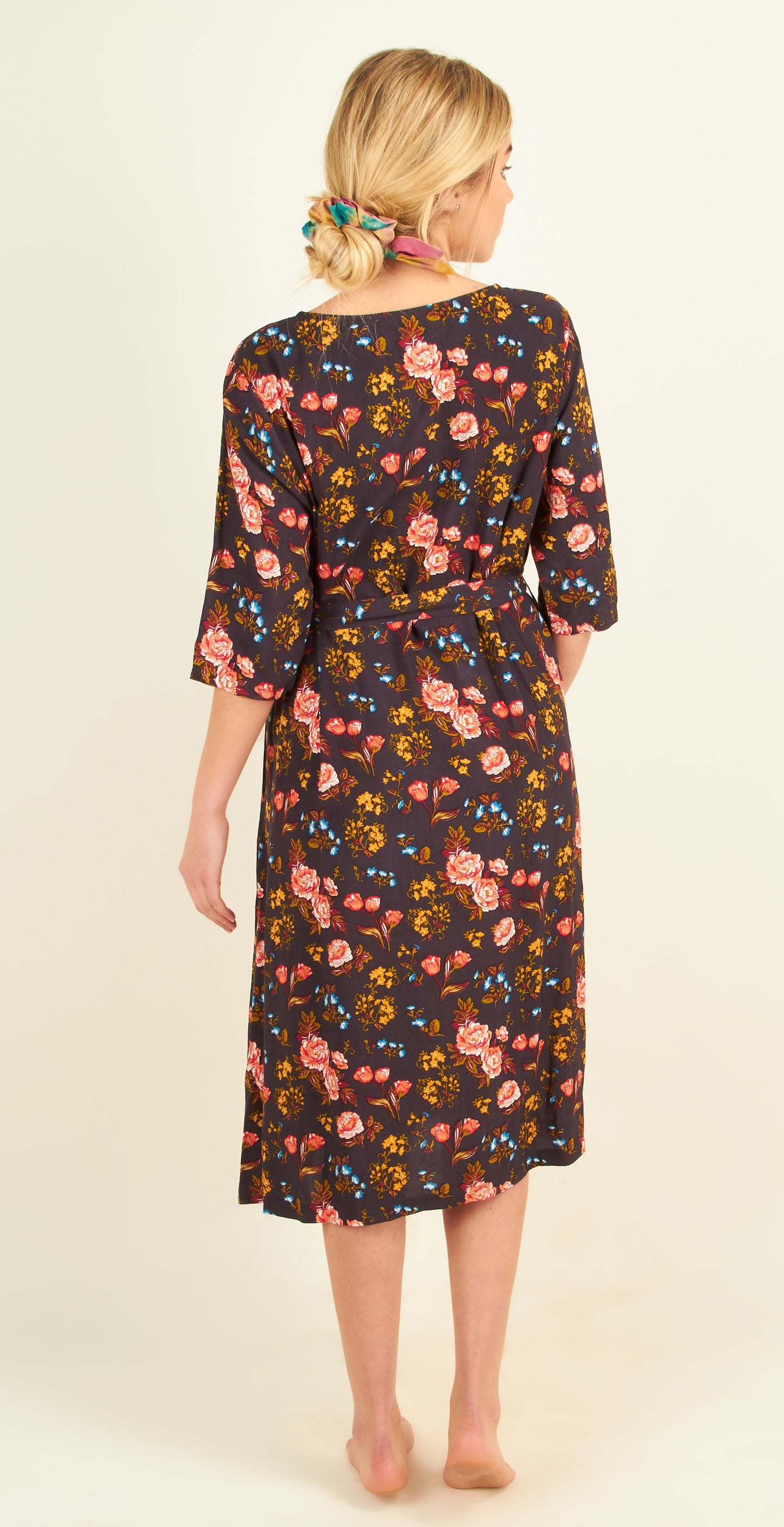 Navy Floral Midi Dress