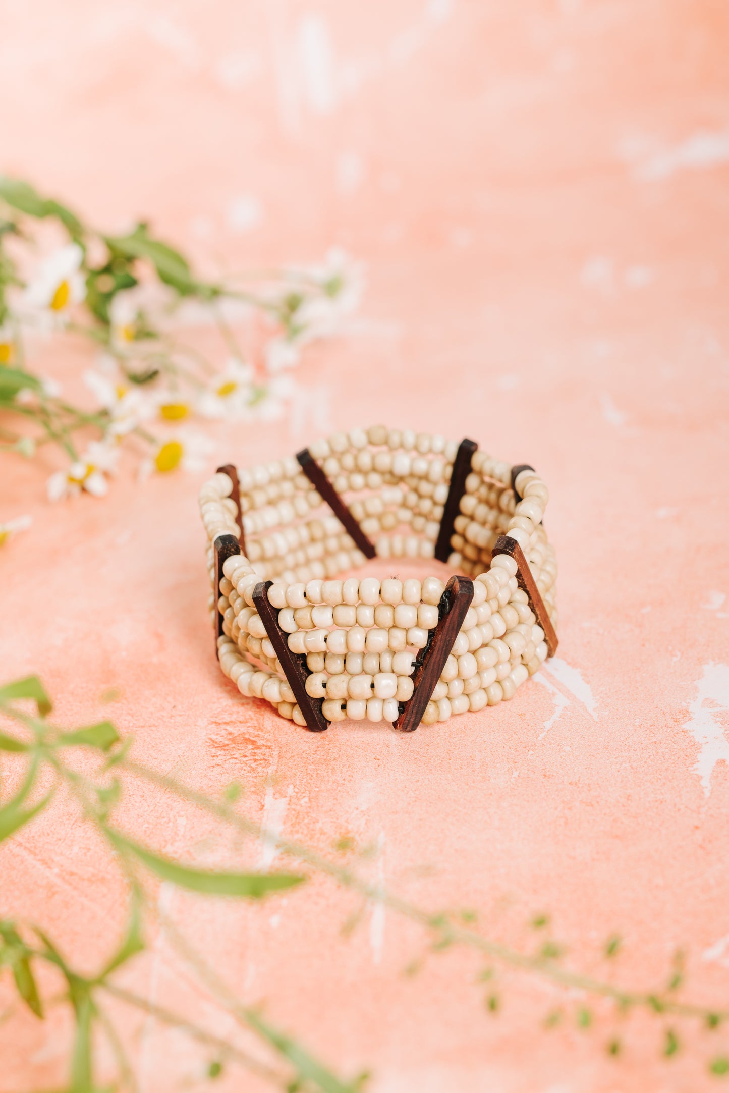 Bracelet Bead & Wood Combination - Sand (BCBRB 045)