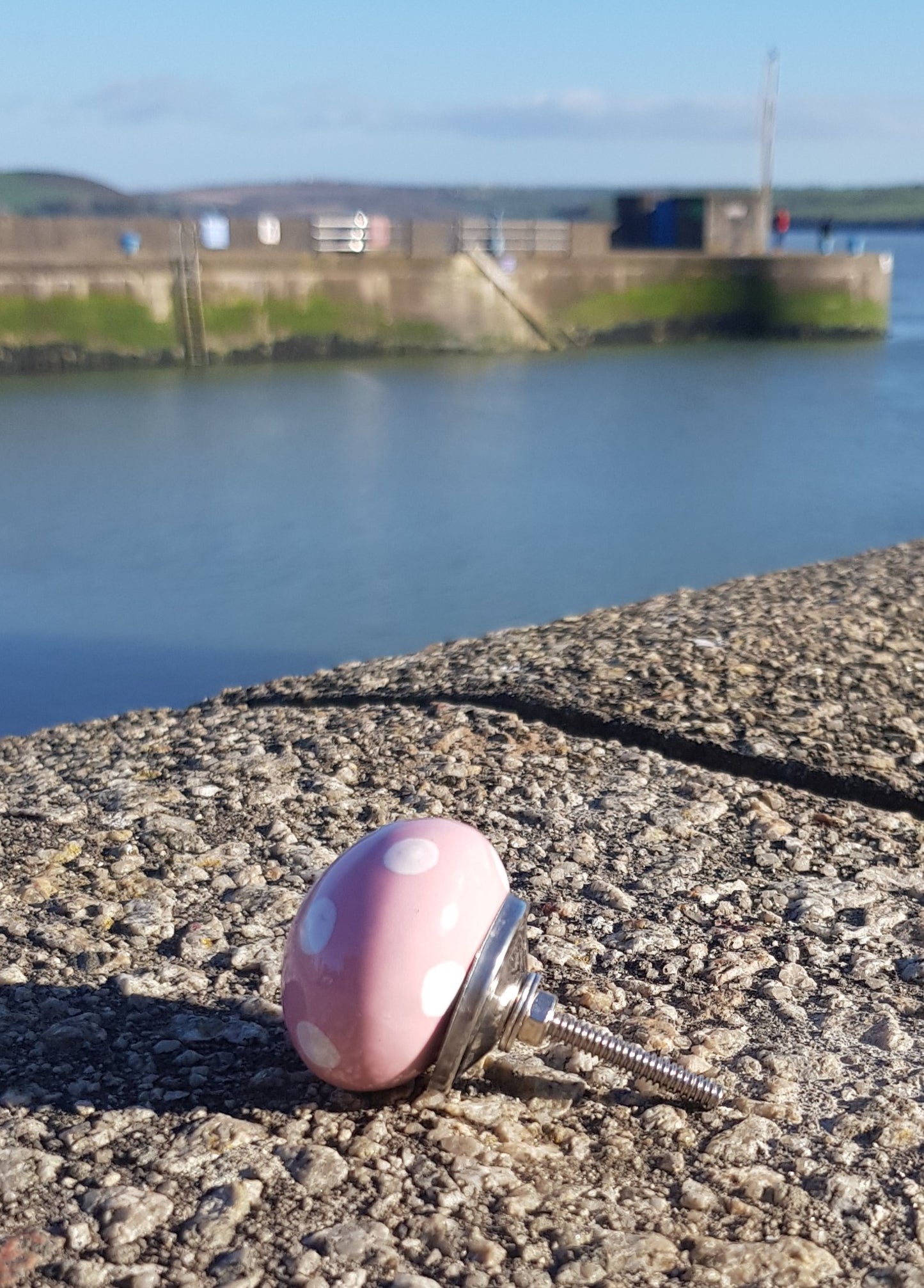 Pink with White Spots Ceramic Knob