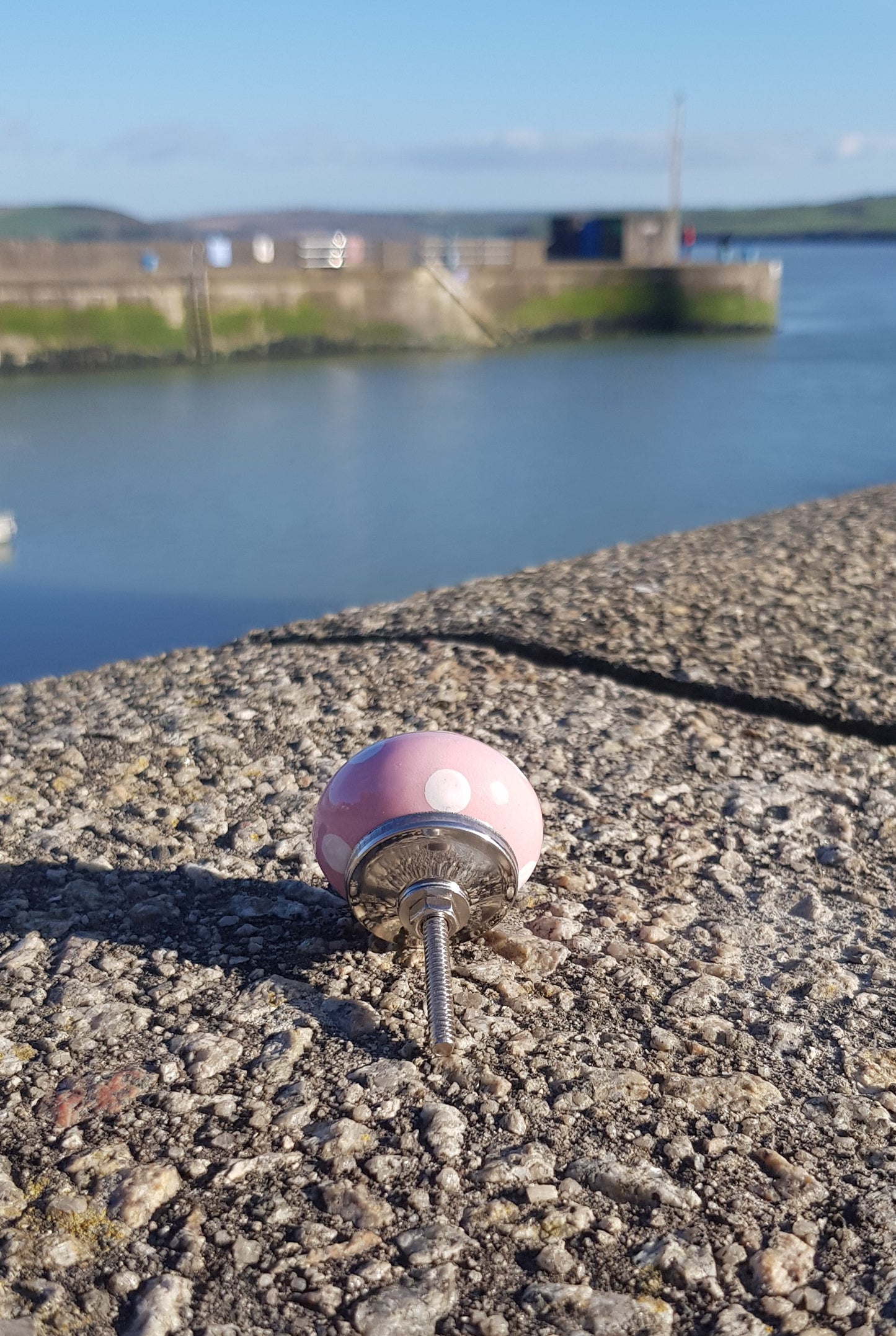 Pink with White Spots Ceramic Knob