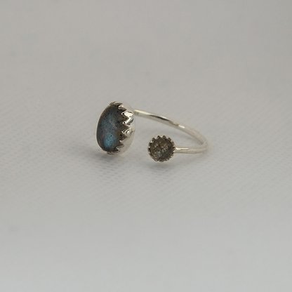 Sterling Silver Two Stone Ring in Labradorite