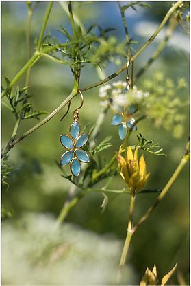 Gold Vermeil Rose Flower Hook Earrings