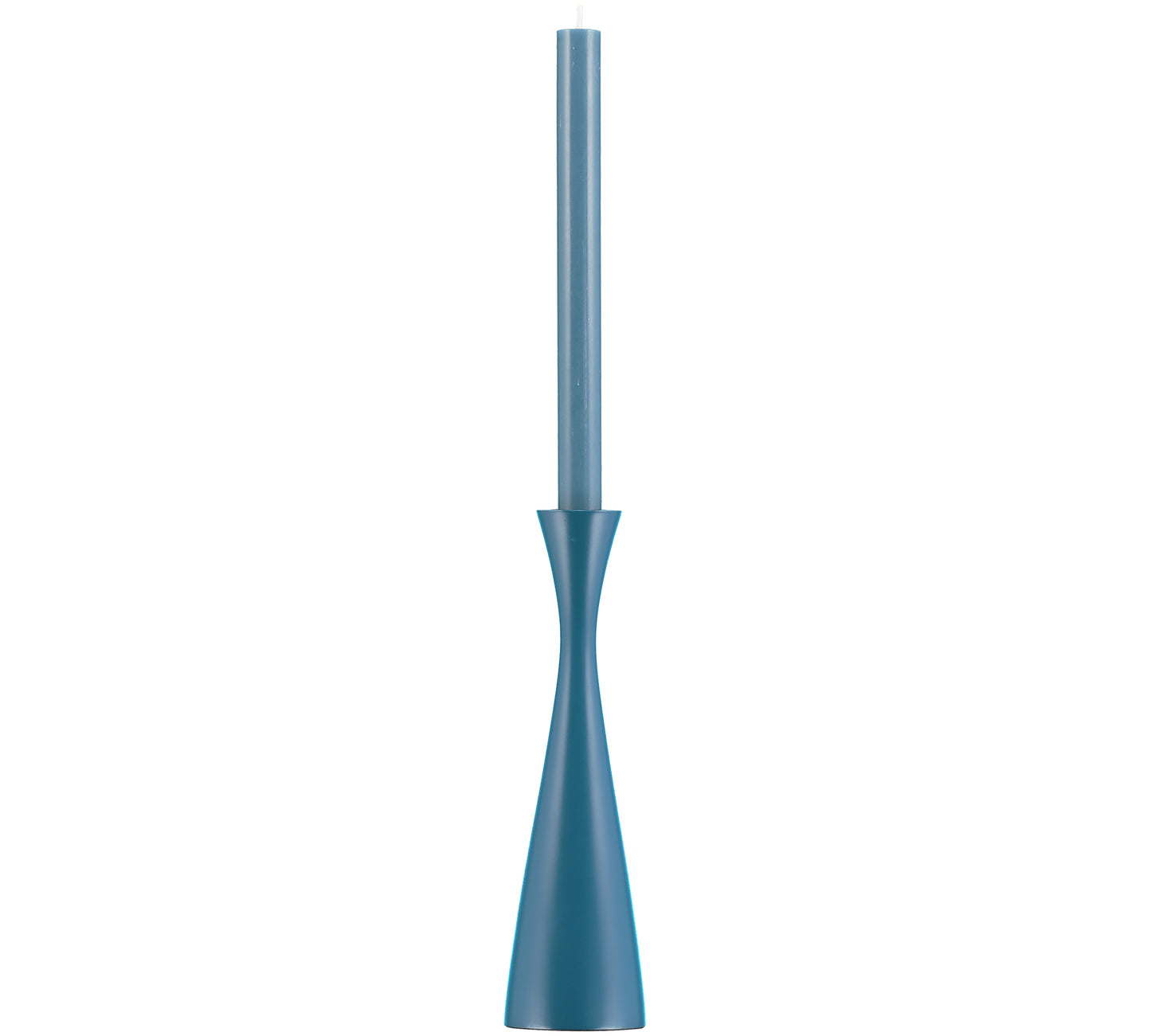 Tall Wooden Candleholder in Petrol Blue