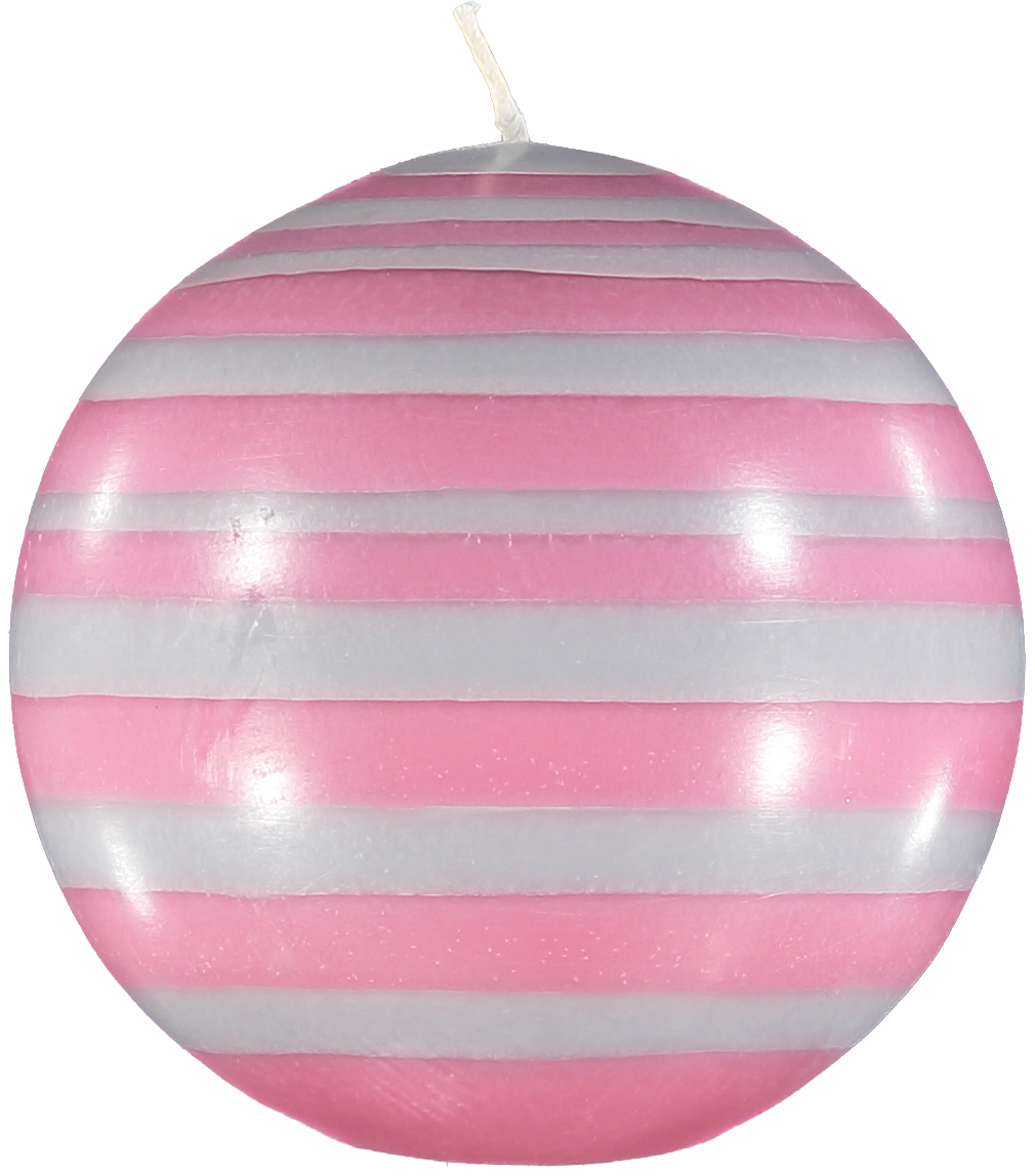 Striped Ball Candle in Neyron Rose & Willow Grey