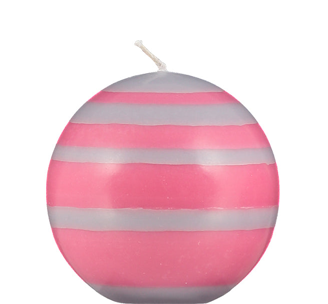Striped Ball Candle in Neyron Rose & Willow Grey