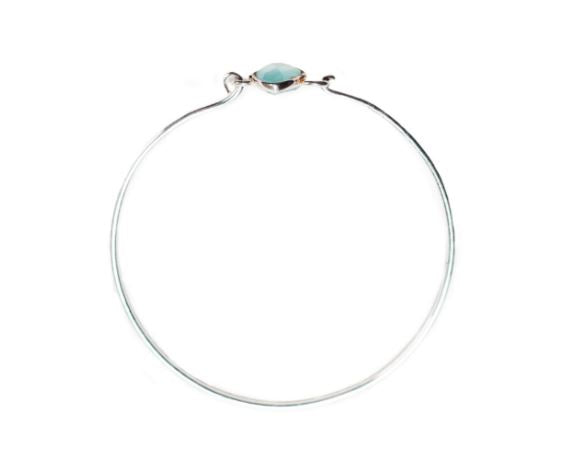 Sterling Silver Single Stone Bracelet in Blue Chalcedony