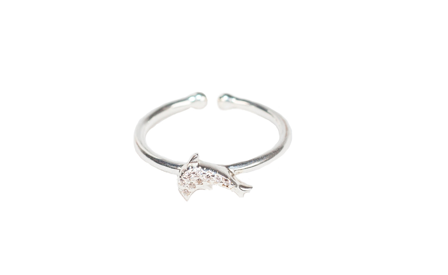 Sterling Silver Dolphin Zirconia Ring