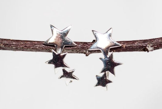 Sterling Silver Star Cuff Earrings