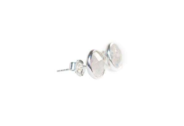 Sterling Silver Studs in Rainbow Moonstone