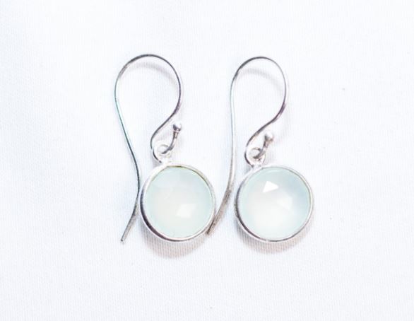 Sterling Silver Hook Earrings in Prehnite