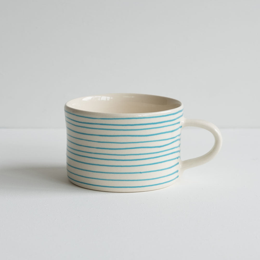 Horizontal Stripe Mug in Turquoise