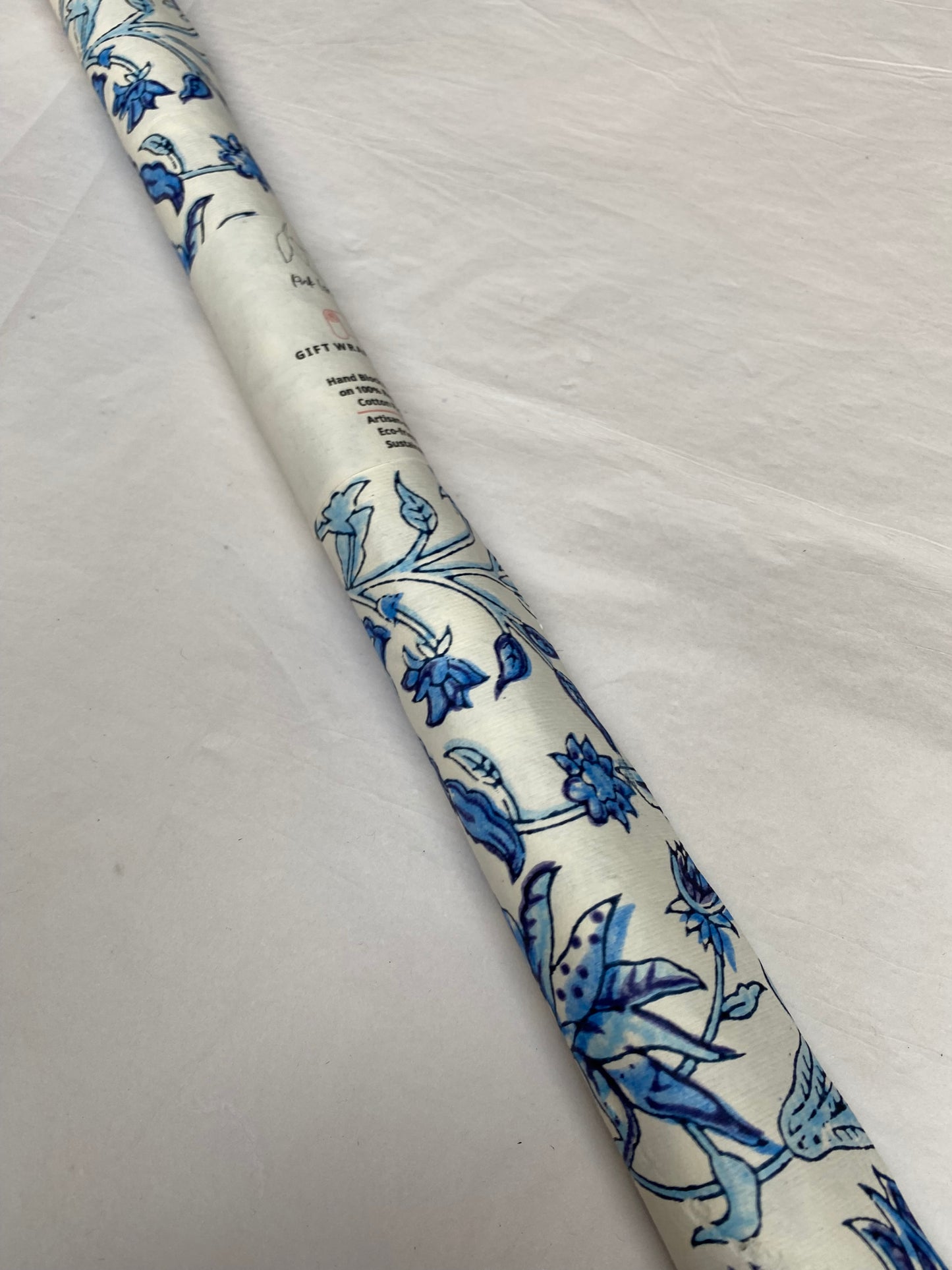 Blue Flowers in Cream & Blue - Gift Wrap single sheet