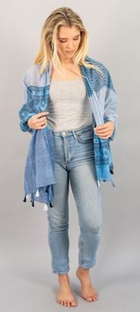 Blue Tassel Scarf