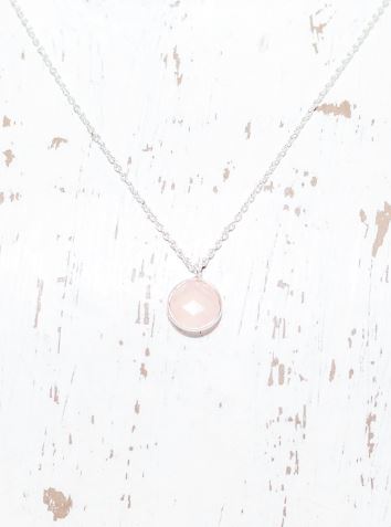 Sterling Silver Necklace with Rose Chalcedony