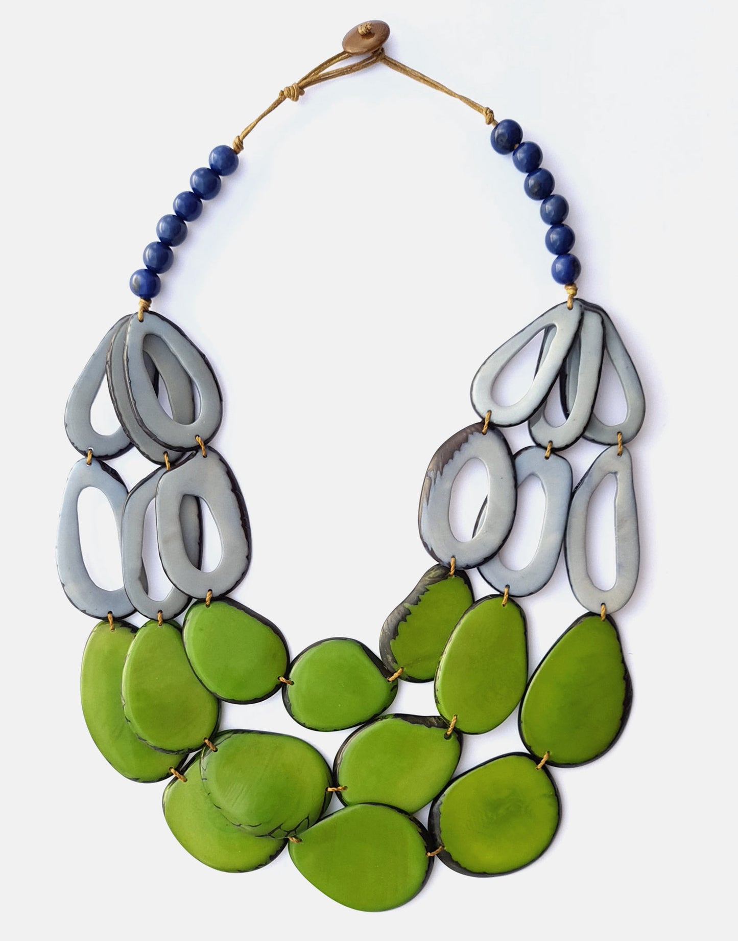 Petala Tagua Necklace in Green & Light Blue