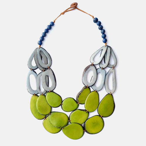 Petala Tagua Necklace in Green & Light Blue
